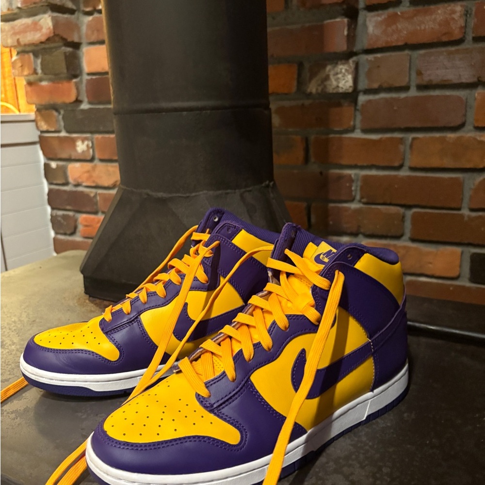 Purple and Yellow High-Top Sneakers